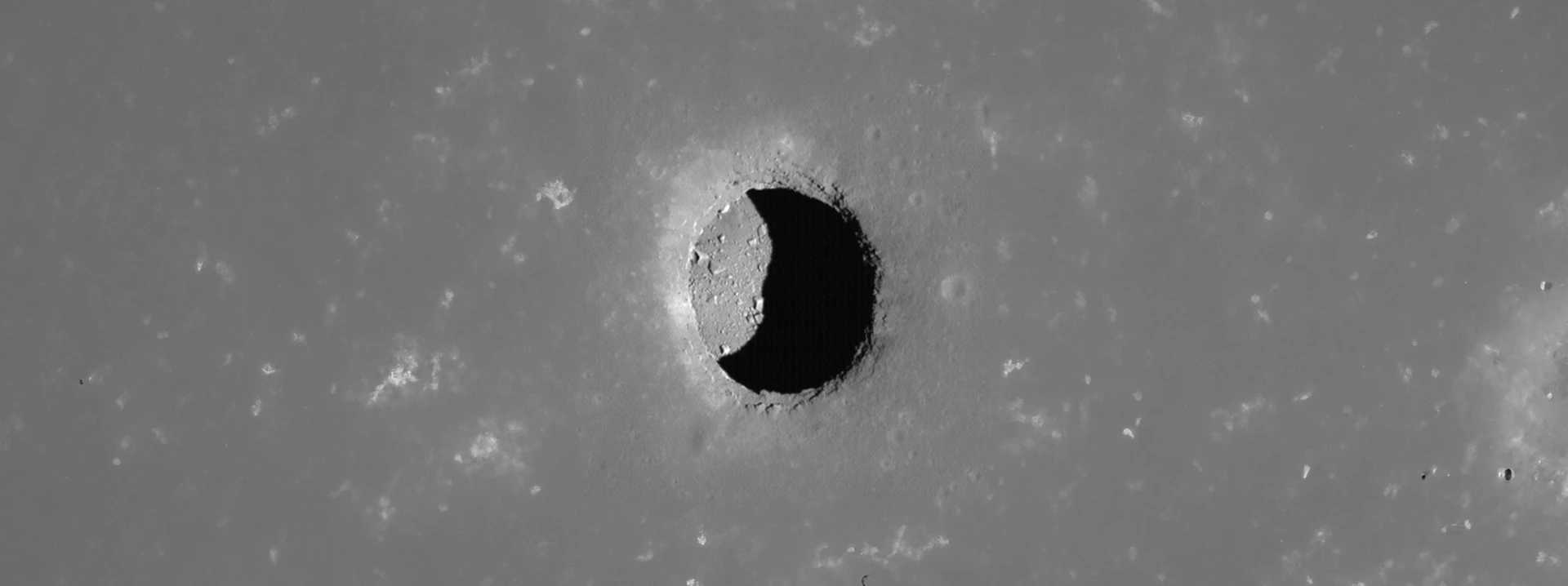 A top view of a Lunar pit, location of high interest for the lunadrone