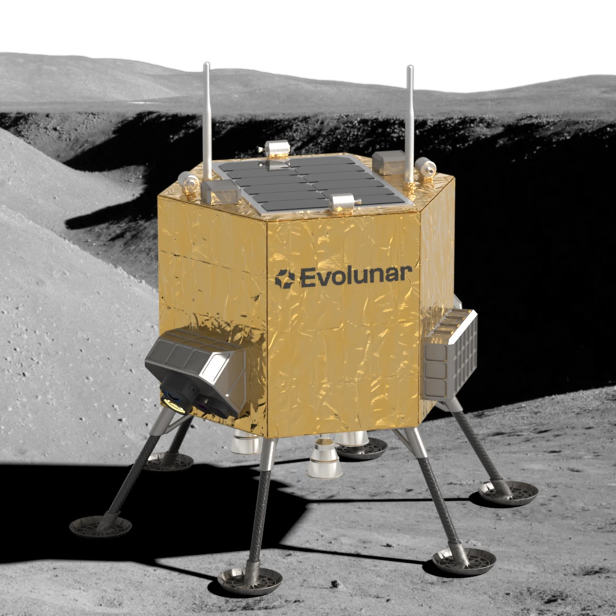 Side view of LuNaDrone on the moon surface